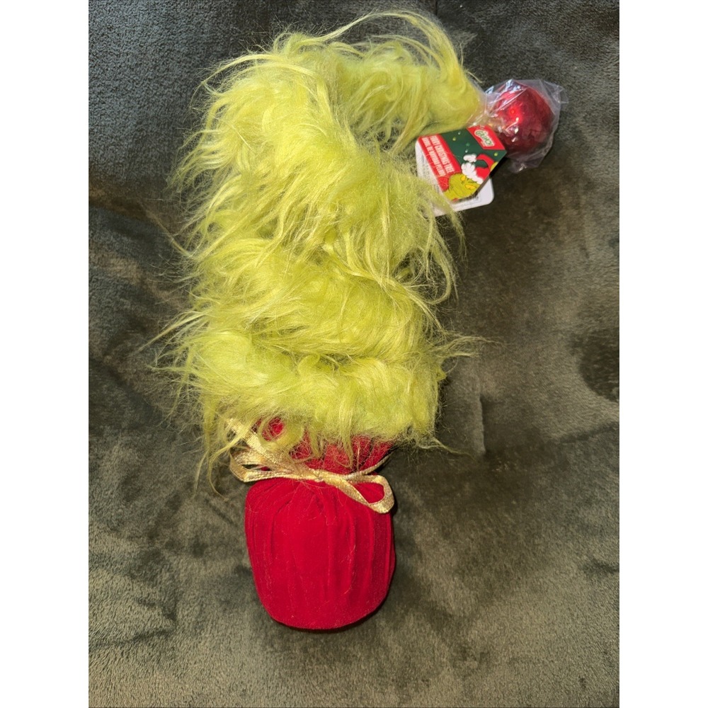 New DR SEUSS The Grinch Furry Christmas Tree With Red Ornament Seasonal Decor